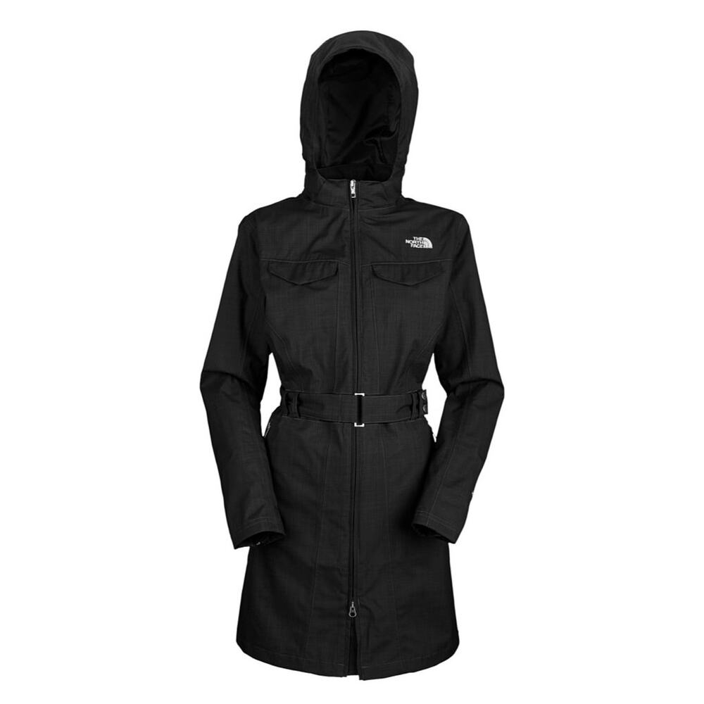 0229 North Face Stella Grace Rain Jacket Women XS Black HyVent Belt